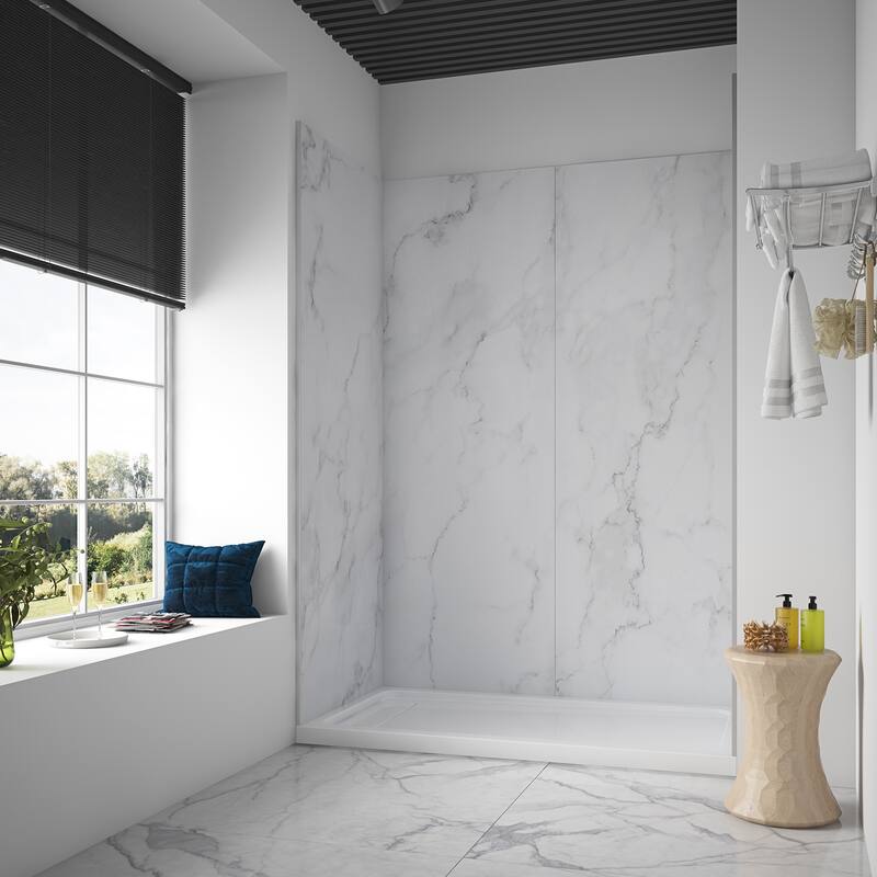 Ove Decors Arroyo 60 x 32 in. Solid Surface Alcove Shower Wall