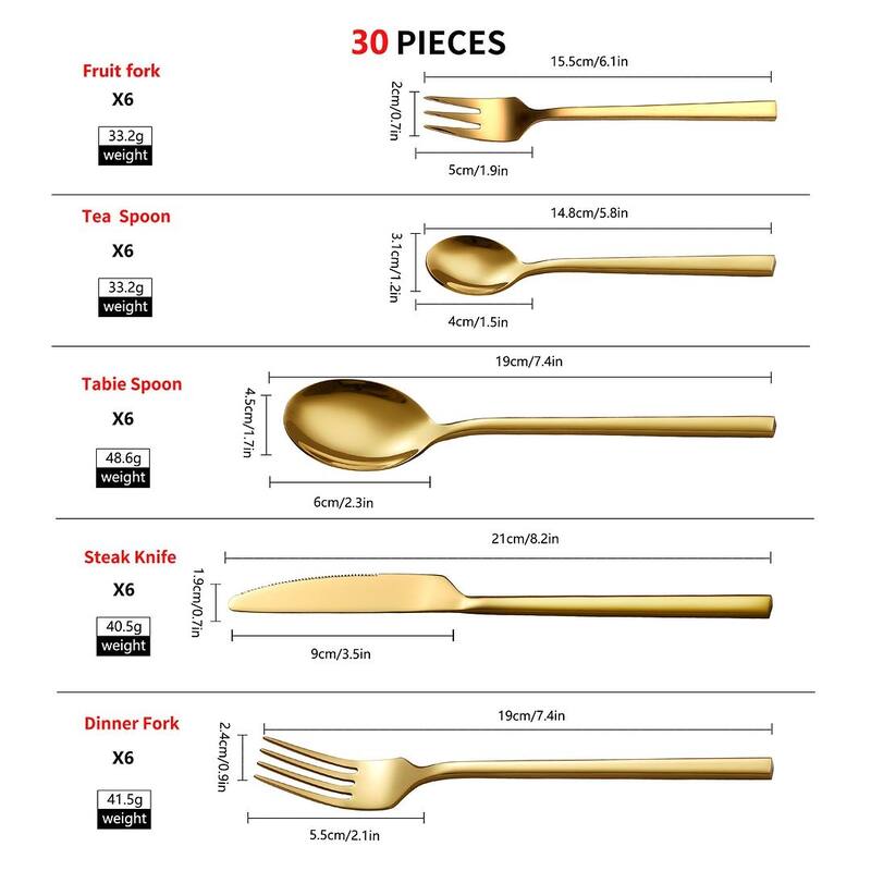 Velaze Epsilon 18/10 Silverware Flatware Set (Service for 6)