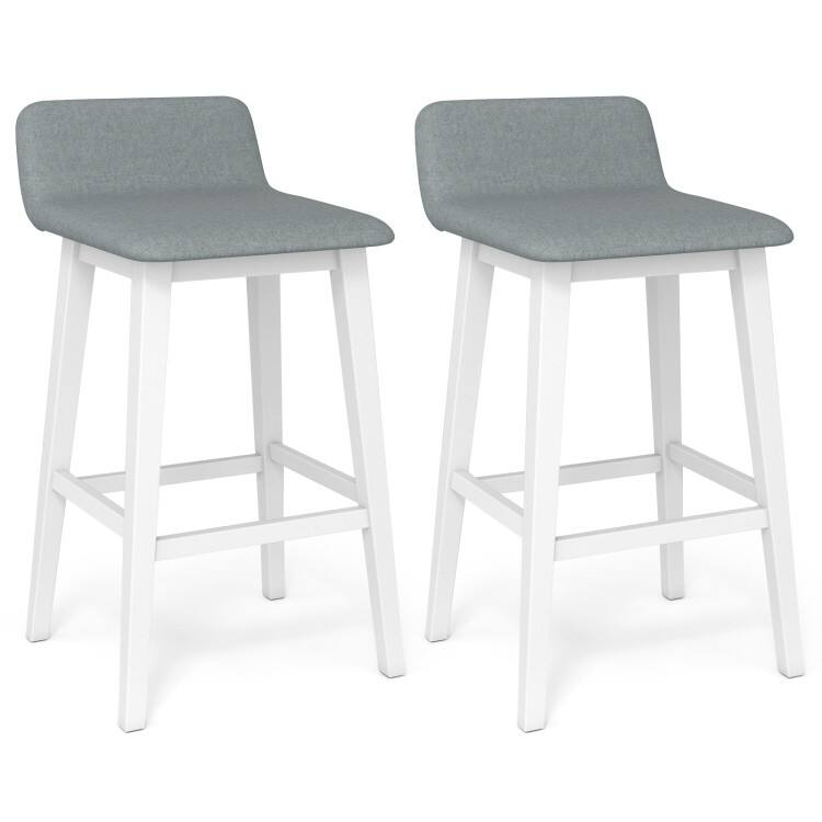 Low-Back High-Top Chairs with Padded Seat and Rubber Wood Legs - 20" x 16.5" x 29" - White Base