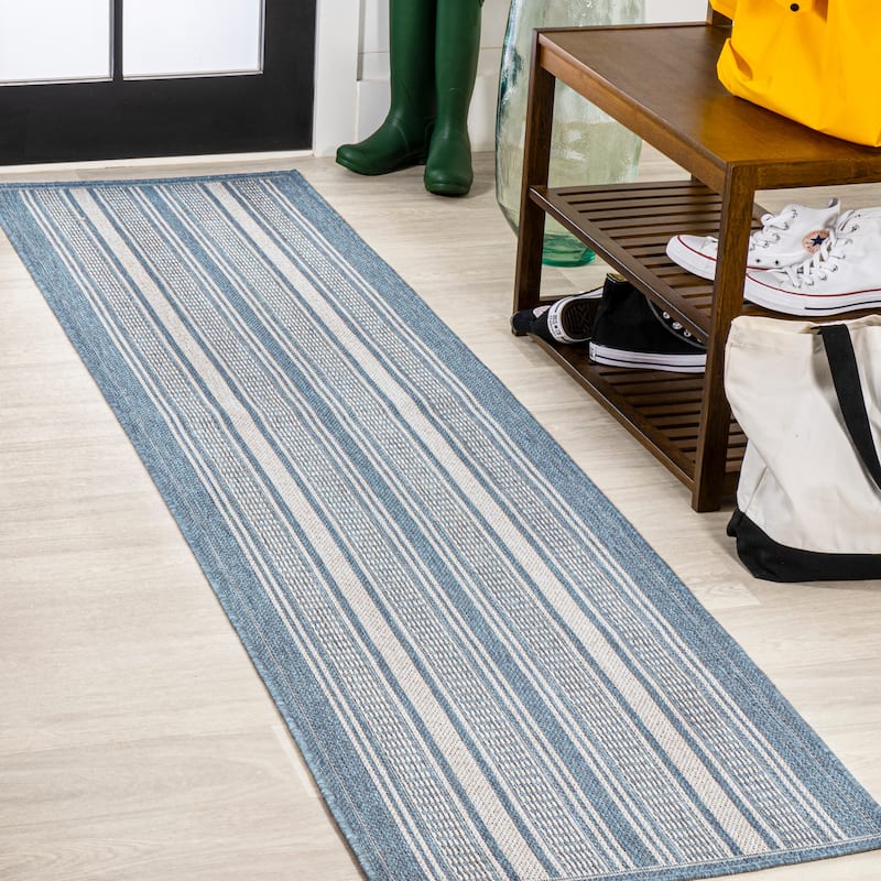 JONATHAN Y Negril Modern Double Stripe Indoor/Outdoor Area Rug