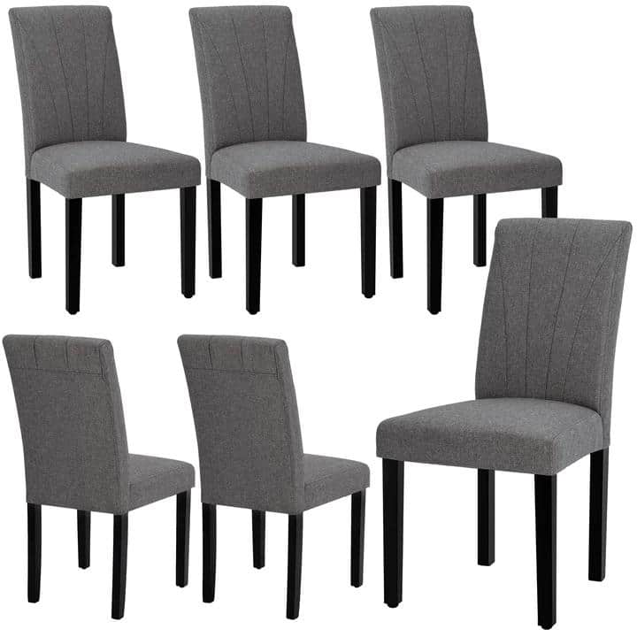 VECELO 3-Color Upholstered Dining Chairs Set with 19.5" Wide Seat 19.3" High Back Dining Chair Modern 37" Parson Chairs - Grey/Cappuccino