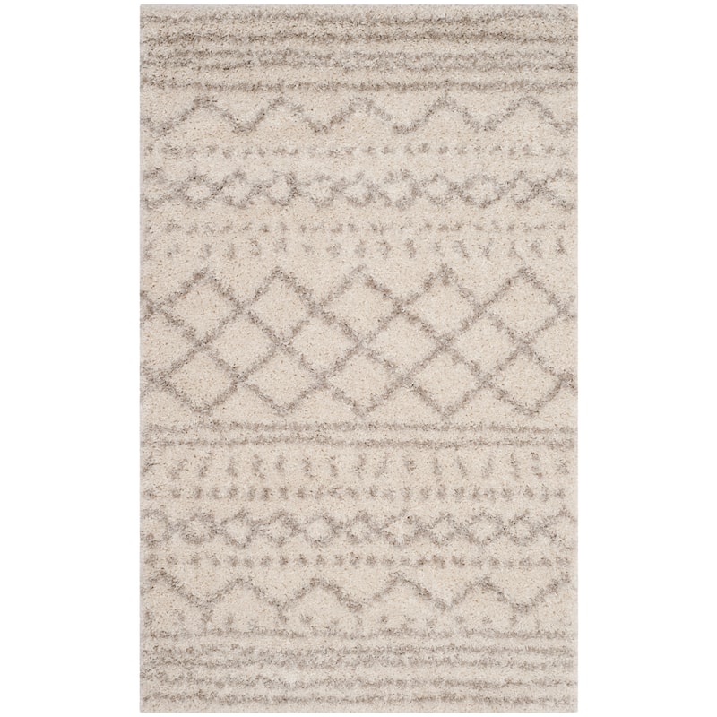 SAFAVIEH Arizona Shag Lotta Moroccan 1.2-inch Thick Rug - 2'6" x 4' - Ivory/Beige