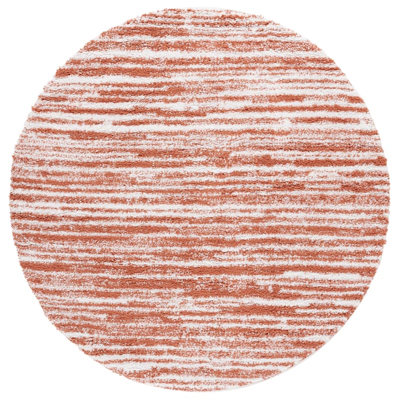 SAFAVIEH Rumi Shag Rosalee Shag Rug - 6'7" Round - Rust/Ivory