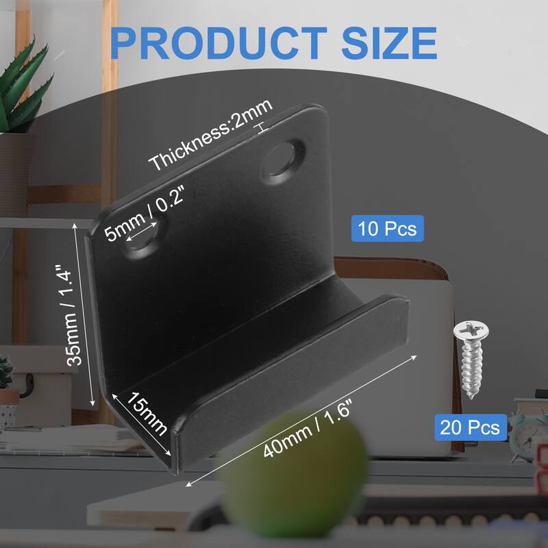 10 Pcs Stainless Steel Tile Hanger Tile Display Bracket - Black - 15mm