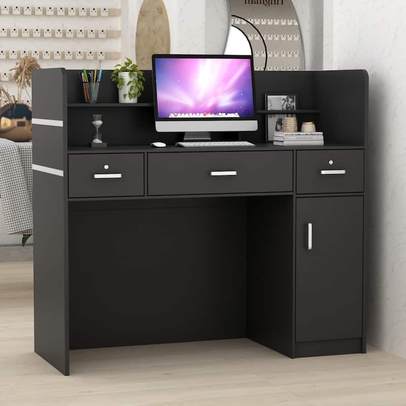 Kerrogee 47.2"L Reception Counter Desk with Lockable Drawers Table