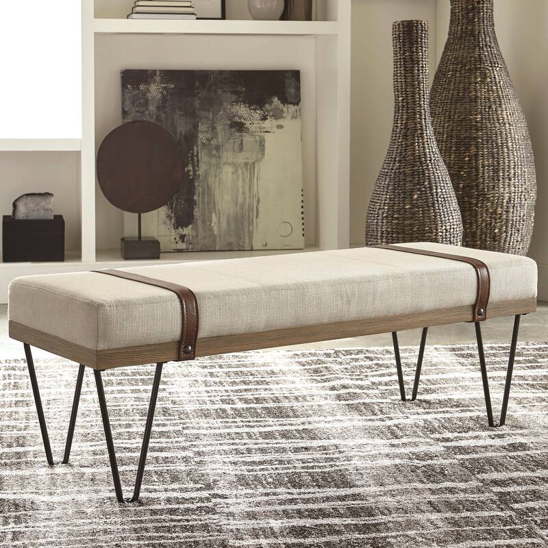 Modern Industrial Inspired Design Accent Bench with Hairpin Legs