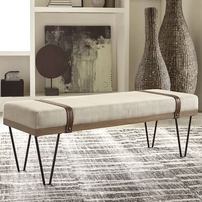 Modern Industrial Inspired Design Accent Bench with Hairpin Legs