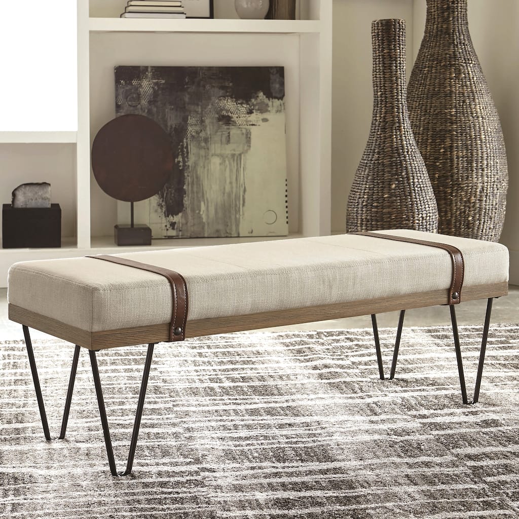 Modern Industrial Inspired Design Accent Bench with Hairpin Legs