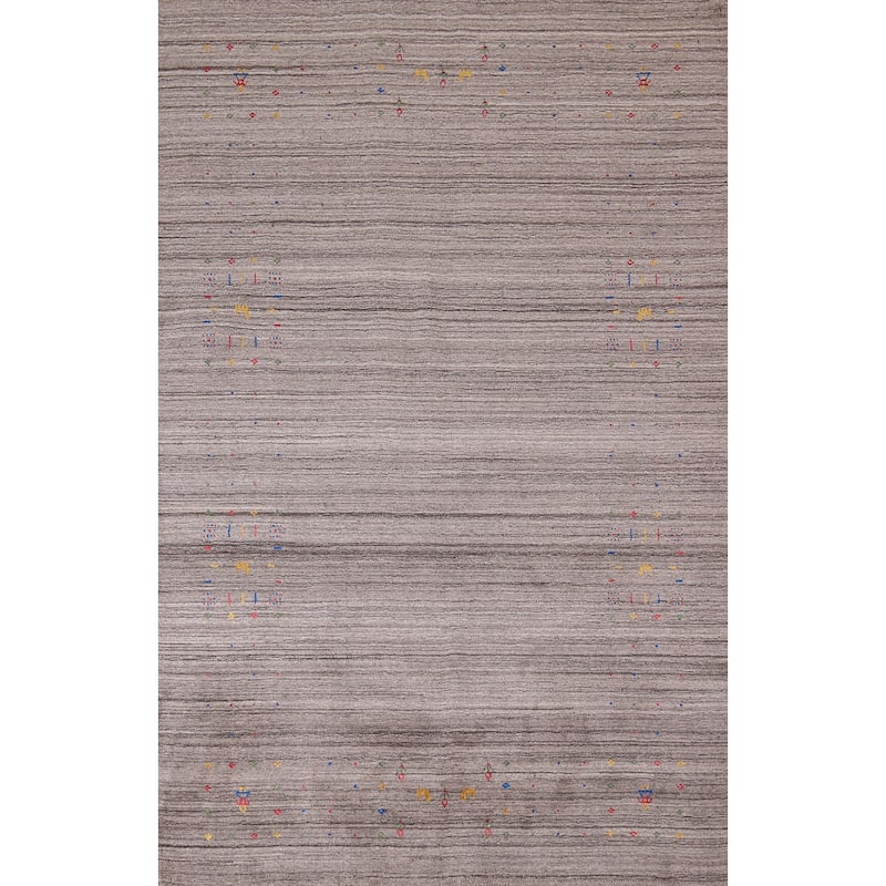 Striped Gabbeh Indian Area Rug Handmade Wool Carpet - 5'1"x 8'0"