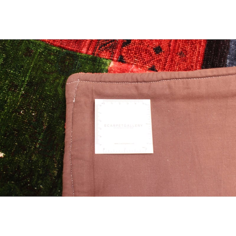 ECARPETGALLERY Hand-knotted Color Transition Patchwork Red Wool Rug - 8'1 x 9'10