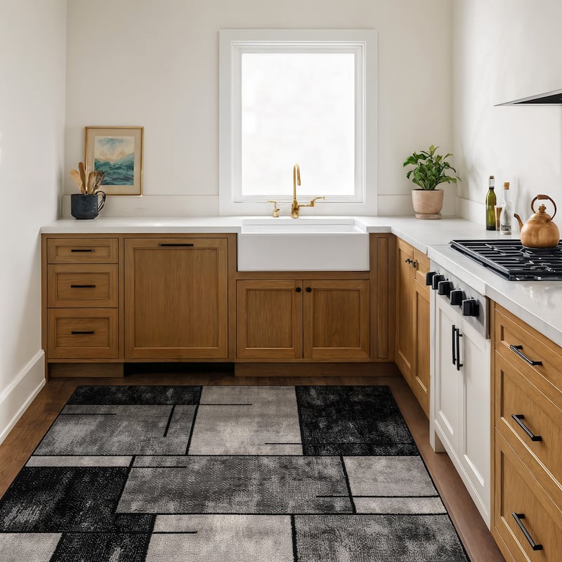 Modern Linear Area Rug for Living Room, Bedroom, or Entryway - Low Pile Indoor Rug