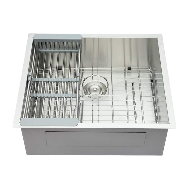 25" Undermount Kitchen Sink Deep Single Bowl Sink Stainless Steel
