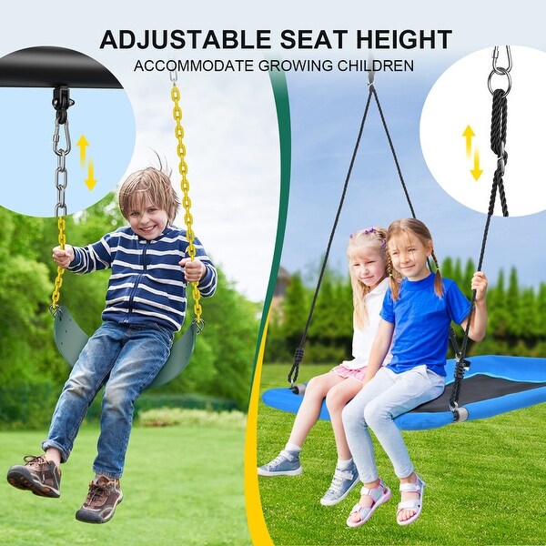 Hapfan 600lbs Heavy Duty Swing Set with 1 Platform Swing, 2 Belt