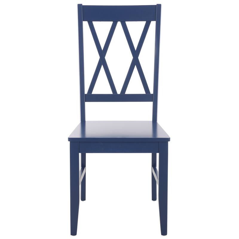 SAFAVIEH HOME Yana Double X-Back Side Chair - 18"W x 22"D x 39"H - Dark Blue