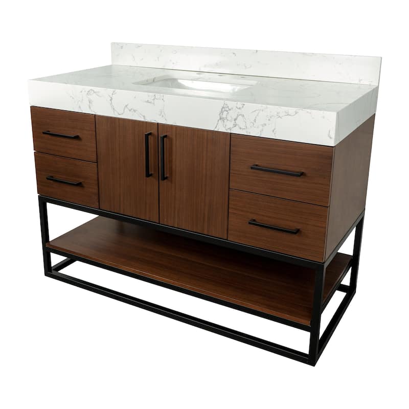 KitchenBathCollection Ellis 48" Bathroom Vanity with Engineered Marble Top