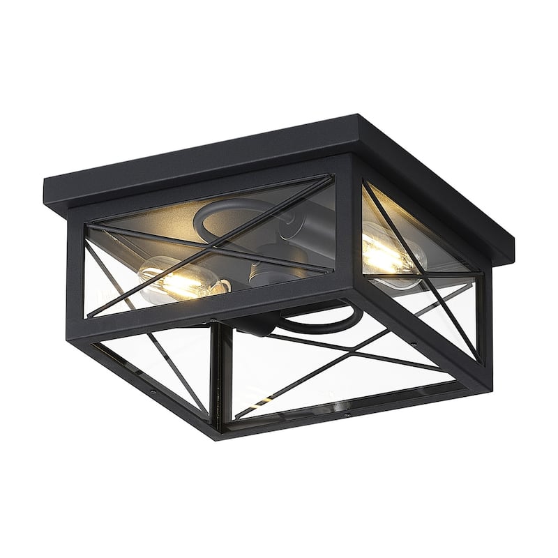 Farmhouse Rectangular Clear Glass Flush Mount Ceiling Light Fixture