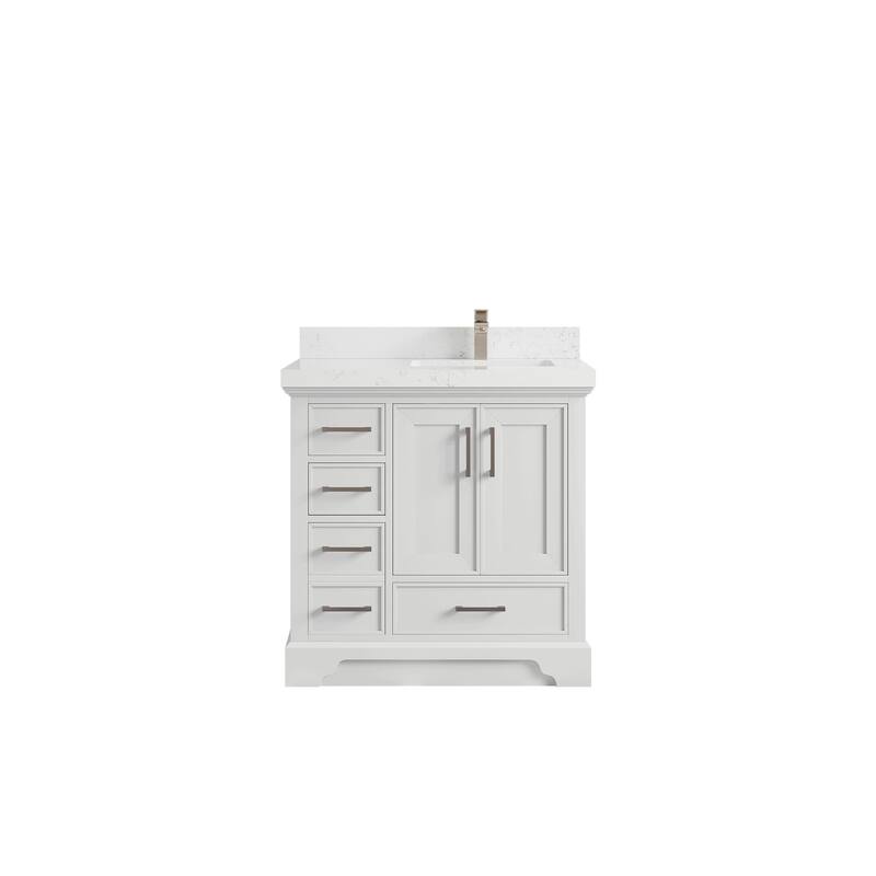 Willow Collections 36 x 22 Charlotte D Right Offset Sink Bathroom Vanity with Countertop