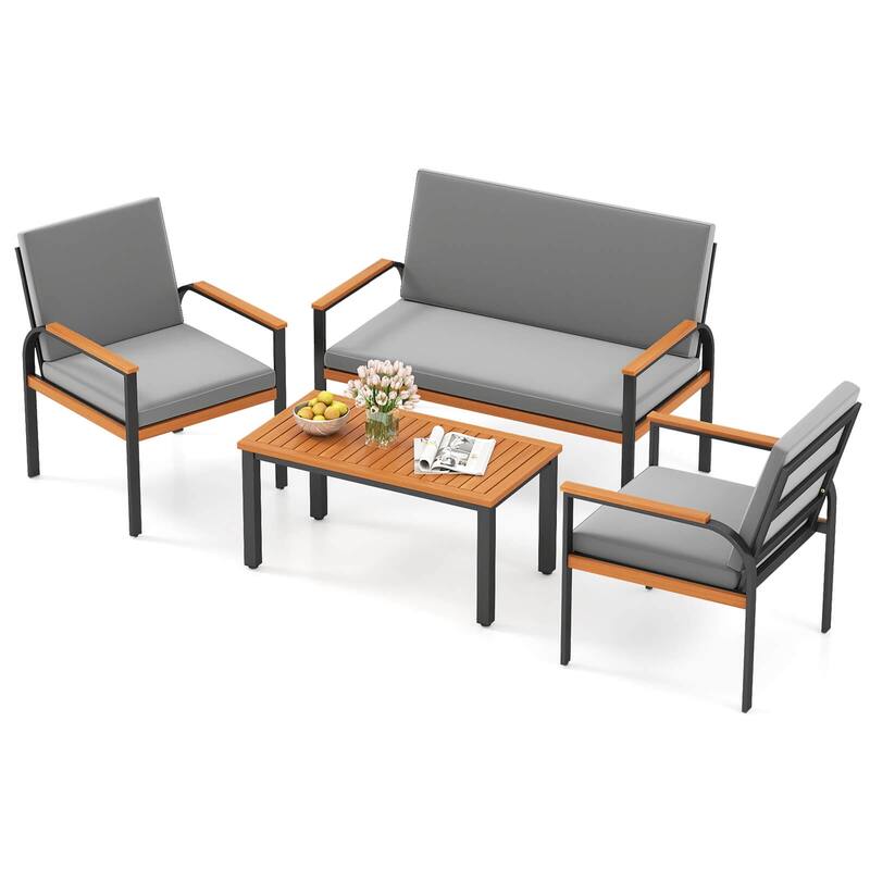 Costway 4 Piece Patio Furniture Set with Coffee Table, Loveseat & 2 - See Details