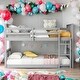 preview thumbnail 1 of 24, Classic Traditional Style Twin Over Twin Bunk Bed with Ladder Grey
