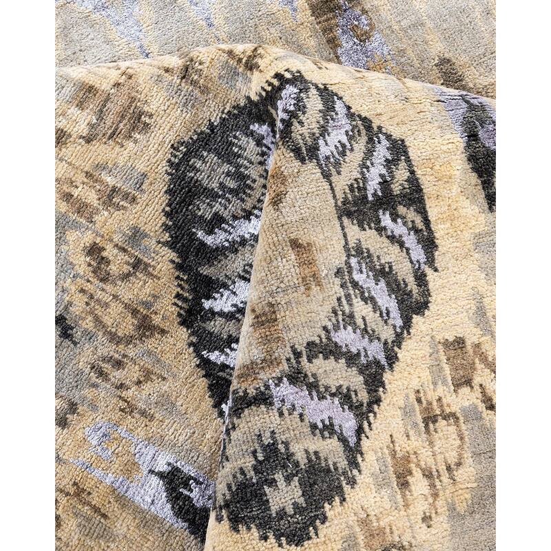 Ikat One-of-a-Kind Hand-Knotted Area Rug, Ivory - 8' 10" x 12' 5"