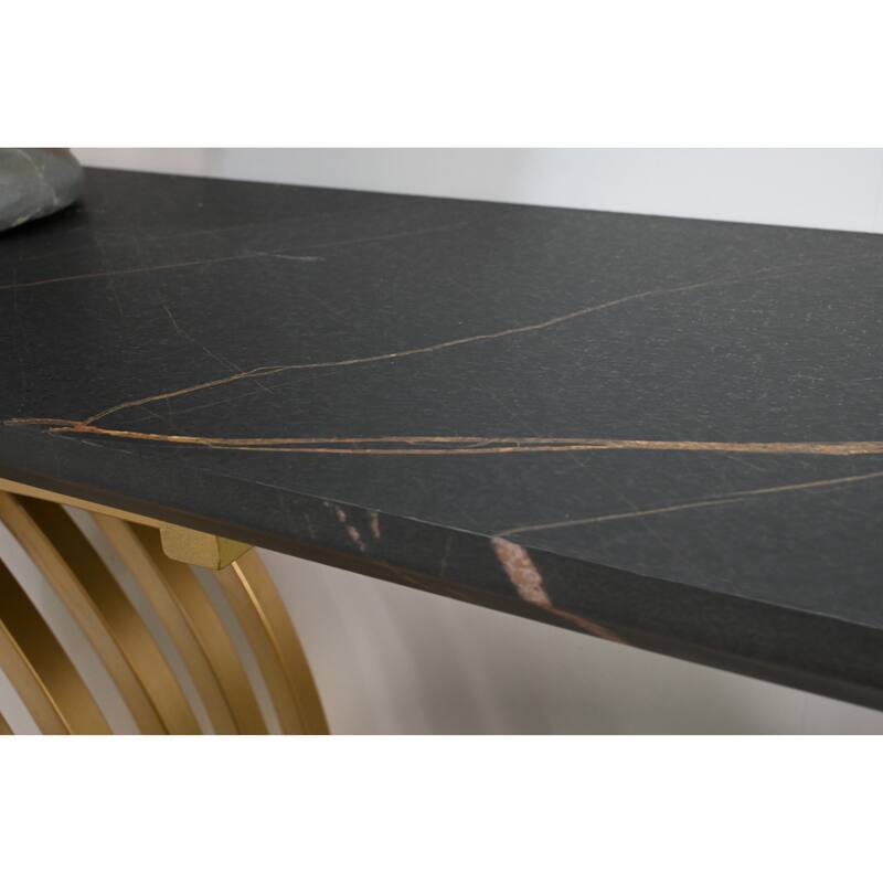 43.31" Luxurious Console Table with Gold Intertwined Metal Legs for Entryway Decor