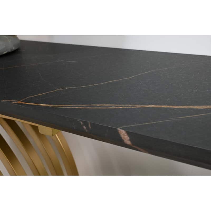 Accent Table Console Table, Gold Intertwined Metal Legs Luxury High-End Entryway Furniture