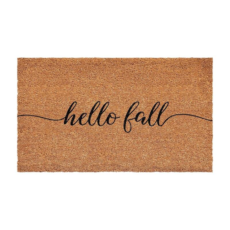 HomeRoots 17" X 29" Brown And Natural Fall Hello Fall Outdoor Coir Door Mat - 17.00' X '29.00