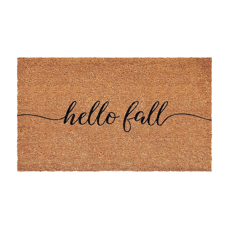 HomeRoots 24" X 36" Brown And Natural Fall Hello Fall Outdoor Coir Door Mat - 24.00' X '36.00