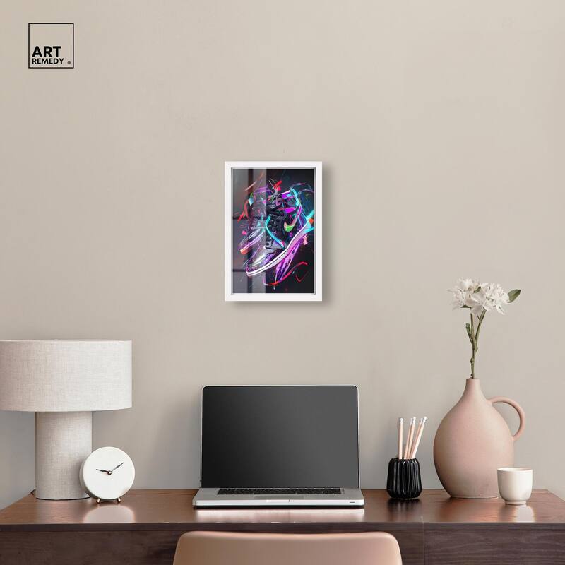 Neon Ribbons Sneakers Shadowbox by Art Remedy