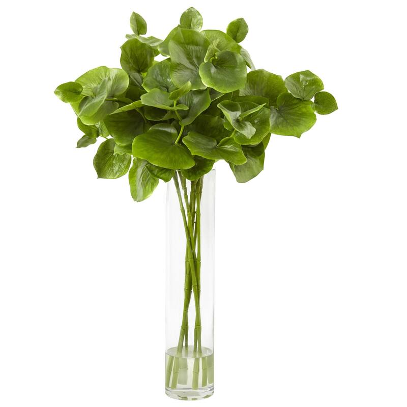 Lotus Branch Arrangement with Vase - Faux Lotus Flowers Decor - Elegant Home Accent - Stylish Table Centerpiece - Green - 20