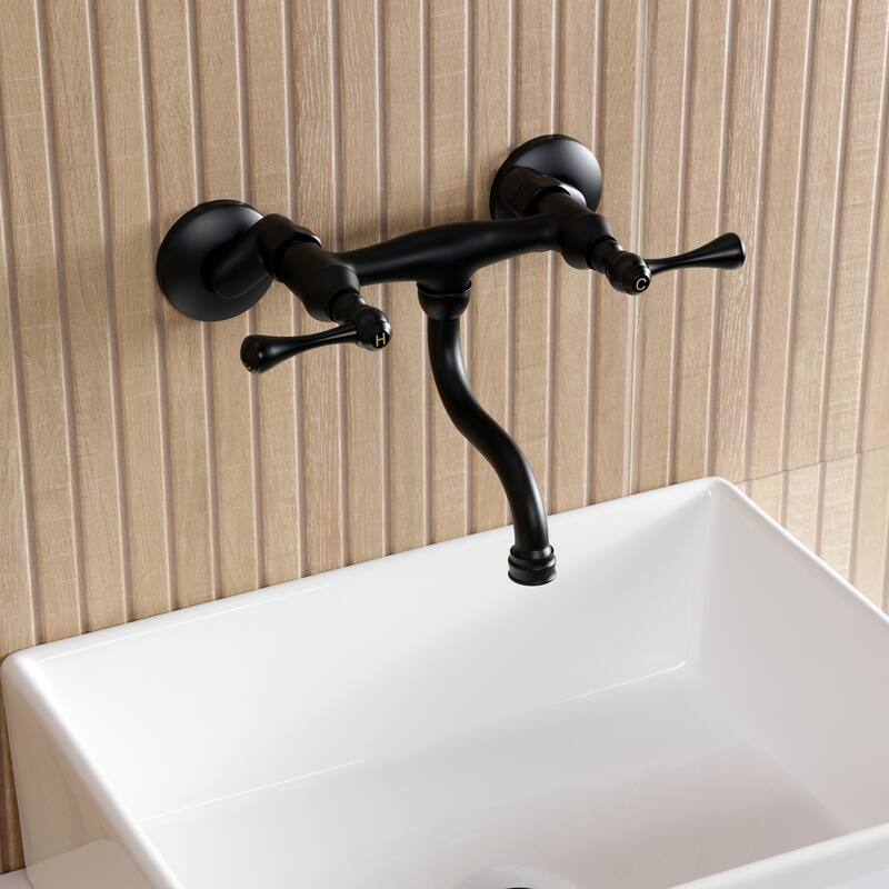 Kingston Brass Kingston Two-Handle 2-Hole Wall Mount Bathroom Faucet