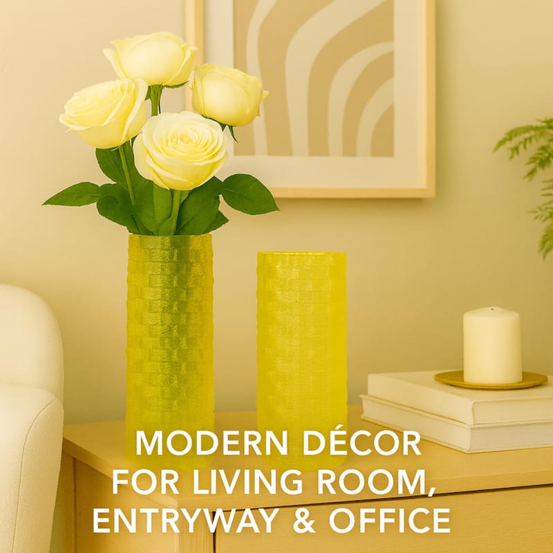 Aria Home Tall Speckled Sandstone Ceramic Oblong Table Vases Set of 2