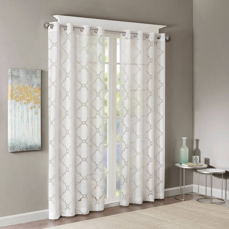Madison Park Laya Fretwork Burnout Sheer Curtain Panel