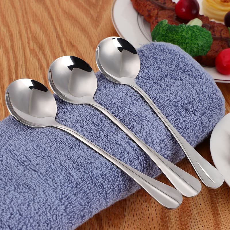 Stainless Steel Tableware Coffee Dessert Soup Spoon 6.3 " Length 6pcs - Silver - 6.3" x 1.6" x 0.12"(L*W*T)