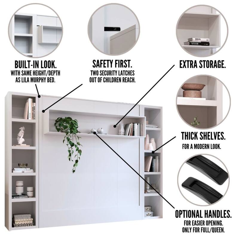 Easy-Lift King Murphy Wall Bed with Two Bookshelves