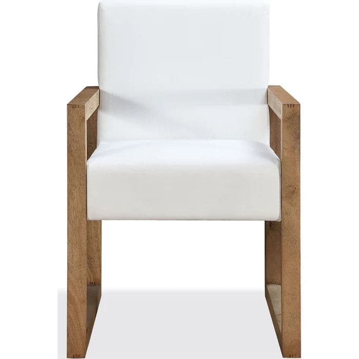 Seabourne Modern Upholstered Dining Side Chair & Arm Chair in White Pearl & Bisque