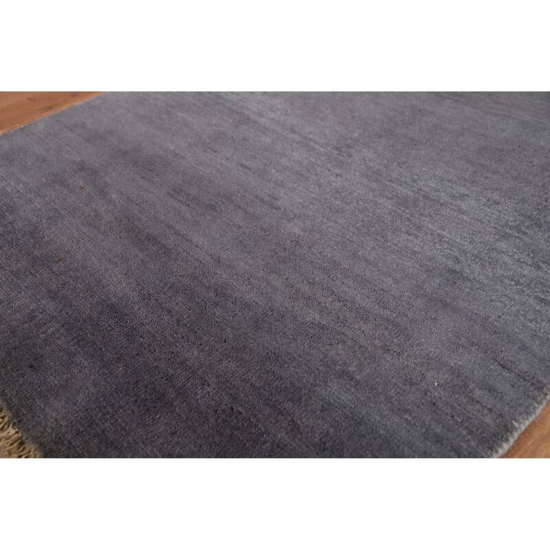 Contemporary Blue Gray Gabbeh Oriental Rug Hand-Knotted Wool Carpet - 3'1"x 4'9"