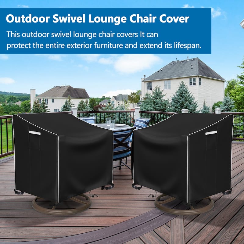 2-Pack Heavy Duty Waterproof Outdoor Lounge Chair Covers - All-Weather Patio Furniture Protection