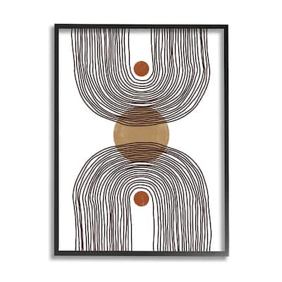 Stupell Asymmetrical Rainbow Reflection Abstract Round Shapes Brown White Framed Wall Art