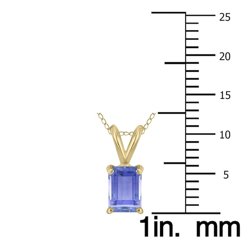 Marquee 14K Yellow Gold 6x4MM Emerald Shaped Tanzanite Pendant