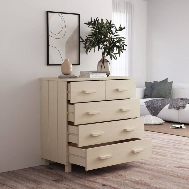 vidaXL Sideboard Bar Buffet Console Cabinet with Drawers HAMAR Solid Wood Pine - 31.1"x15.7"x31.5"
