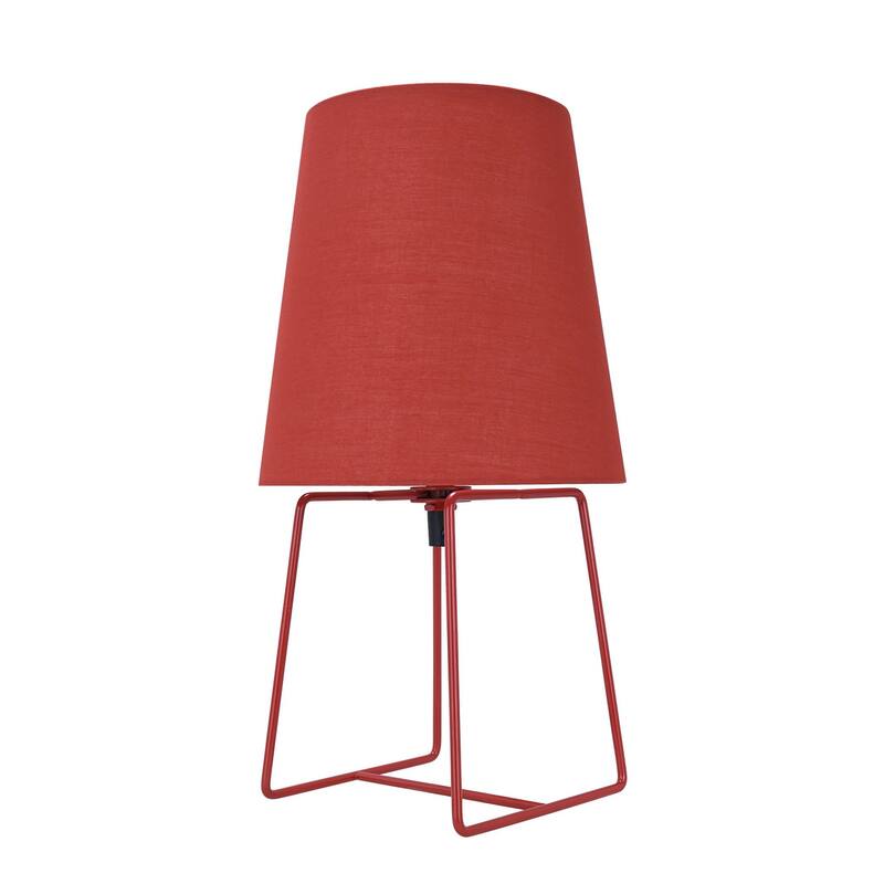 Aspen Creative 13" High Transitional Metal Accent Table Lamp, Red Painted Finish and Empire Shaped Lamp Shade in Red, 7" Wide