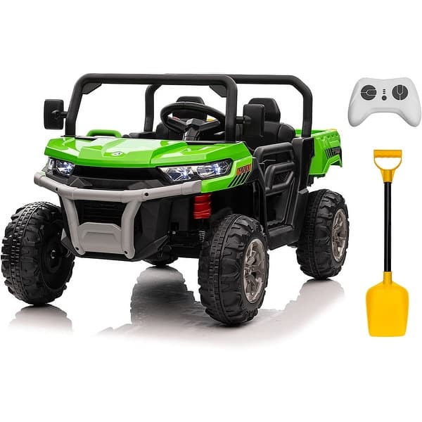 slide 2 of 4, 24V 2-Seater Kids Ride On Dump Truck with Dump Bed and Shovel, Kids UTV Battery Powered Cars w/ Remote Control