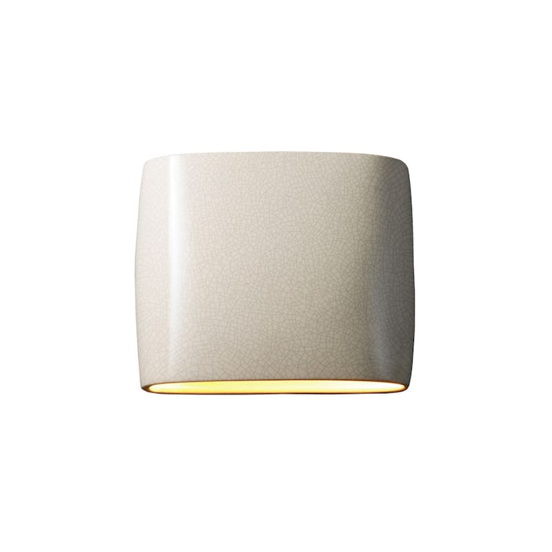 Porch & Den Courtside White Crackle Closed Top ADA 2-light Small Outdoor Oval Wall Sconce