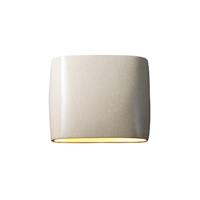 Porch & Den Courtside White Crackle Closed Top ADA 2-light Small Outdoor Oval Wall Sconce