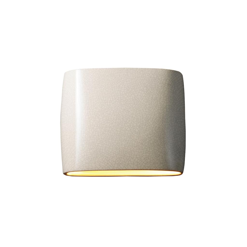 Porch & Den Courtside White Crackle Closed Top ADA 2-light Small Outdoor Oval Wall Sconce