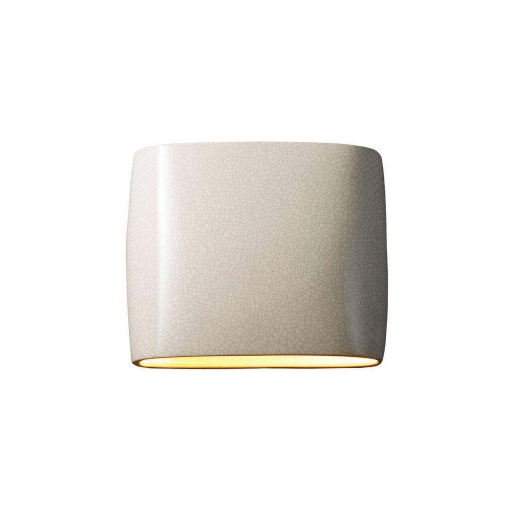 Porch & Den Courtside White Crackle Closed Top ADA 2-light Small Oval Wall Sconce