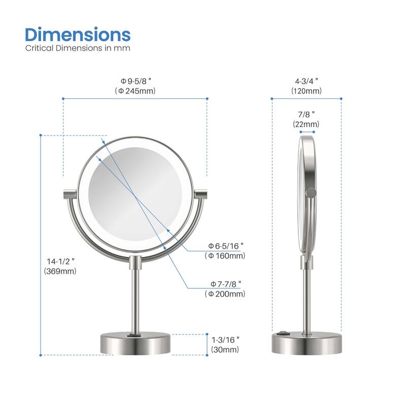 Circular LED Free Standing Magnifying Make Up Mirror