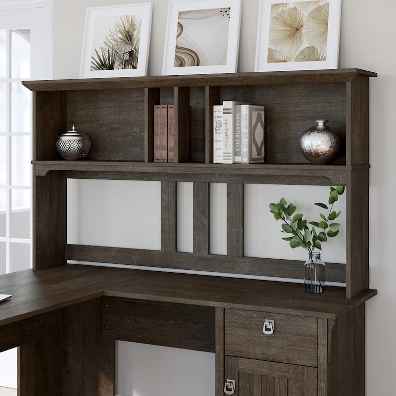 Bush Furniture Salinas 60W Hutch- Hutch Only - 60.00"L x 10.51"W x 32.99"H - Brown