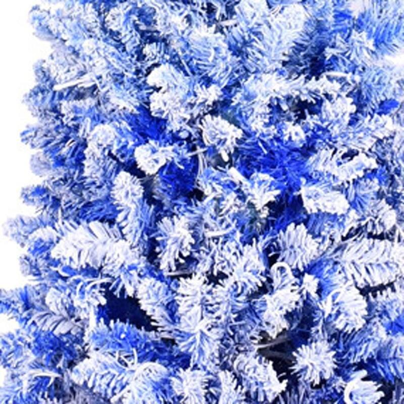HomeRoots 6' Blue And White Pre Lit Slender Flocked Fir Christmas Tree - Green - 22.00 in. x 72.00 in. x 22.00 in.